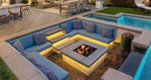 backyard design with pool and fire pit