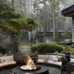 backyard design fireplace