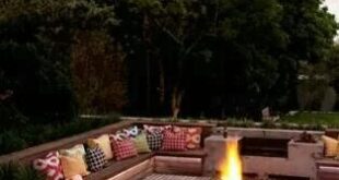 backyard design hot tub fire pit