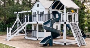 backyard design with playset