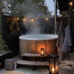 backyard design hot tub