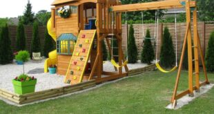 backyard design with playset