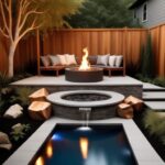 backyard design pool fire pit