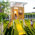 backyard design with playset