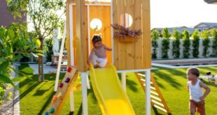 backyard design with playset