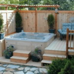 backyard design hot tub