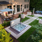 backyard design with hot tub