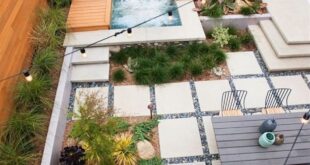 backyard design layout with hot tub