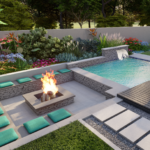 backyard design with pool and fire pit