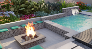 backyard design with pool and fire pit