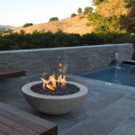 backyard design hot tub fire pit