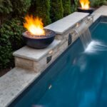 backyard design pool fire pit