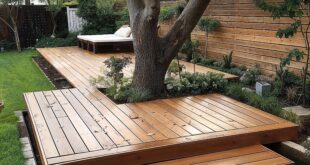 backyard design around tree