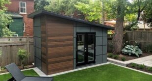 backyard design with shed