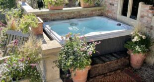 backyard design hot tub