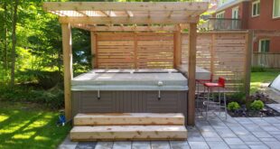 backyard design with hot tub