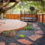 backyard design trampoline