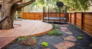 backyard design trampoline