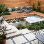 backyard design with hot tub