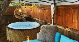 backyard design hot tub fire pit