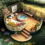 backyard design with hot tub