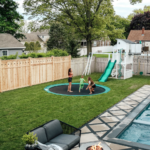 backyard design trampoline