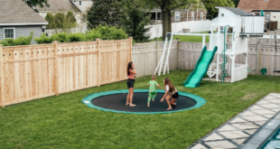 backyard design trampoline