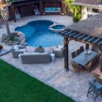 backyard patio designs with pool