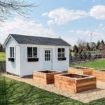 backyard design with shed