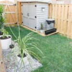 backyard design with shed