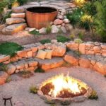 backyard design hot tub fire pit