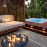 backyard design with jacuzzi