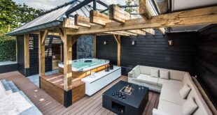 backyard design hot tub fire pit