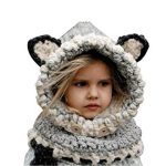 Winter Wolle Gestrickte Hüte Schals Kapuze Mönchskutte Mützen für Kinder  Junge Mädchen Schalmütze Tier Mütze Wolleschal