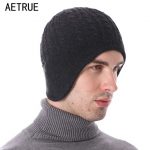 AETRUE Winter Beanie Gestrickte Hut Männer Winter Hüte Für Männer Frauen  Skullies Beaines Mode Ohr Klappen