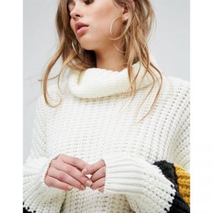 Missguided Missguided Grob gestrickter Pullover mit gestreiften Ärmeln  Elfenbein EJRRQK Damen