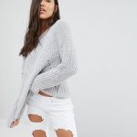 Missguided – Grob gestrickter Pullover Grau Damen,missguided plus sale,Hohe  Qualität