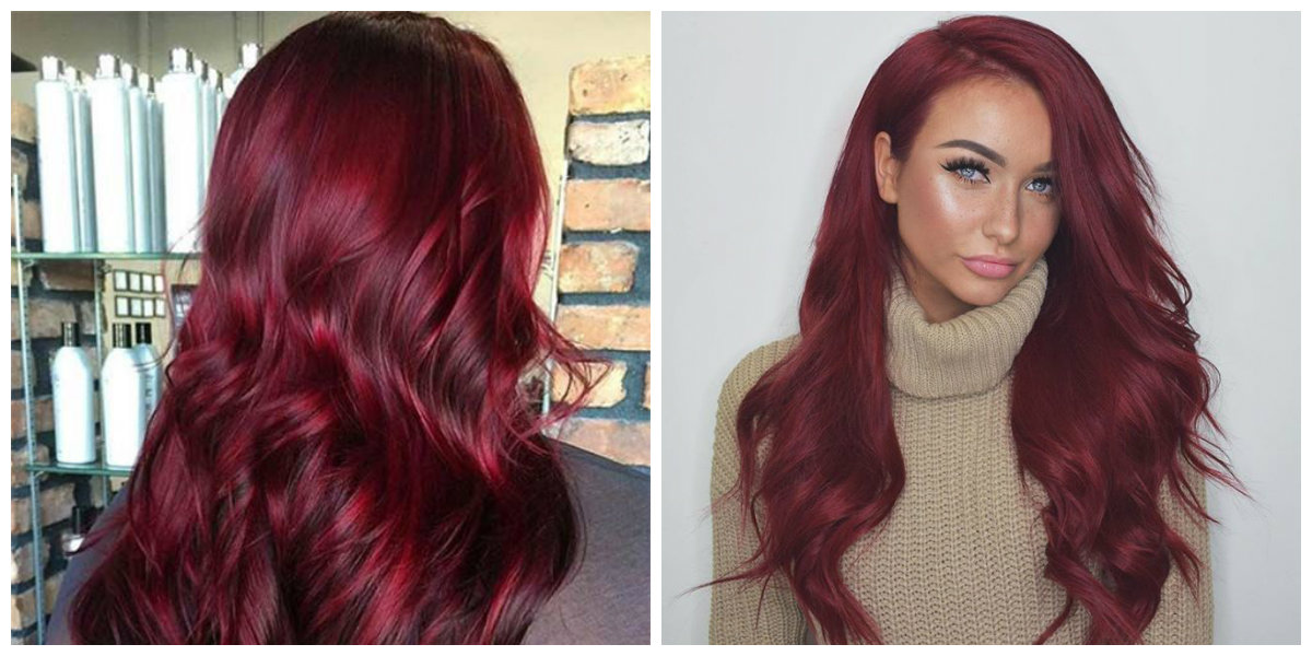 rote Haarfarben 2019, modische rote Burgunder Haarfarbe Trend 2019