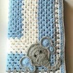 Granny Square crocheted baby blanket with elephant accent. Order for