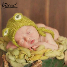 2019 häkeln stricken hut muster Neugeborenes Foto gestrickte Kawaii Baby  Mohair Hut grün Frosch Muster Baby