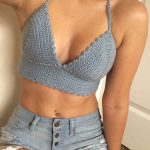 Scalloped Crochet Halter Crop Top Crochet Bikini Top Crochet