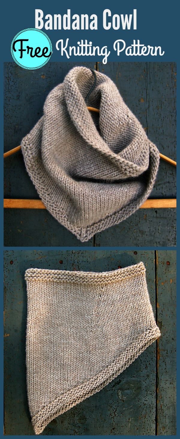 Bandana Cowl Free Knitting Pattern Häkeln Ideen, Häkeln Muster, Schal Muster,  Handarbeit,