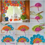VIEW IN GALLERY crochet Flower Power Valance Bright and Beautiful Homemade  Crochet Flower Curtain