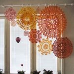 Assymetrical crochet doily curtains. Nice idea!