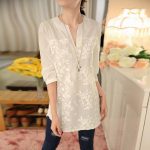Großhandel Neue V Ausschnitt Organza Besticktes Hemd Weiße Spitze Bluse  Häkeln Top Mori Mädchen Sommer Koreanische Frauen Bluse Blumendruck Bluse  Von