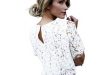 2019 weißes häkeln kurzes hülsenoberteil Neue Mode Weiß Blumenspitze  Aushöhlen Crochet Top Vintage Frauen Oansatz Hemd