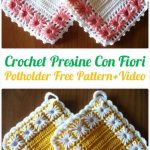 Crochet Presine Con Fiori Potholder Free Pattern+Video - Crochet Pot Holder  Hotpad Free Patterns