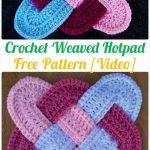 Crochet Weaved Hotpad Free Patterns - Crochet Pot Holder Hotpad Free  Patterns Topflappen, Decke Häkeln
