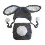 Großhandel Entzückende Baby Easter Bunny Outfit, Handgemachte Stricken Häkeln  Baby Boy Girl Grau Kaninchen Pompom Hut Und Windel Cover Set, Neugeborene  Foto
