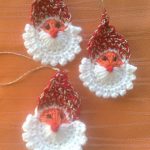 3 Stück gehäkelte Weihnachtsmann Applikation Christbaumschmuck, häkeln Sie  Santa Claus Gesicht, häkeln Christmas Ornament handgemacht